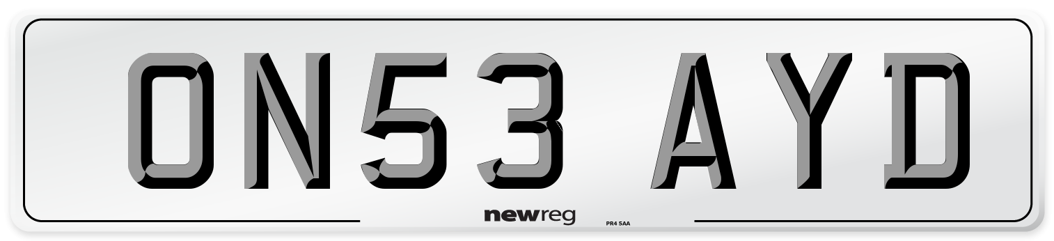 ON53 AYD Number Plate from New Reg